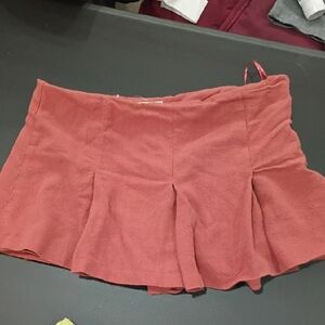 Stylish Rust Mini Skirt with Pleats